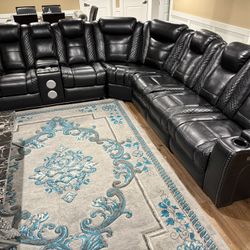 Black Leather Sectional