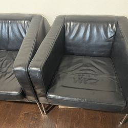 100% leather ikea black armchair in great condition $100 for each or $180 for both. Will remove listing once picked up 