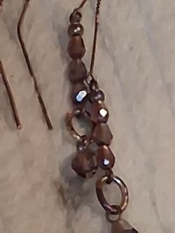 Gold and purple Beaded Drop Earrings