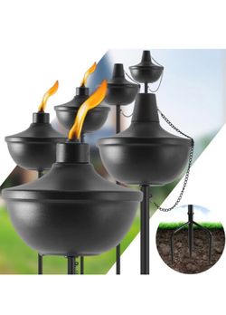 ZSZMFH 6Pack Home Garden Torch,23.5oz Outdoor Metal Torch Garden Décor Large Capacity 55-Inch Upgraded Citronella Torches with 3-Prong Grounded Stake,