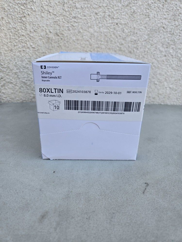 Shiley COVIDEN Inner Cannula XLT 80 XLTIN I.D. 8.0 mm - O.D. 13.3 mm Box of 10ea