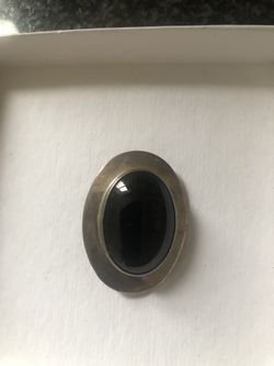onyx and sterling pin/locket