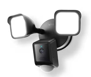 Wired Outdoor Wi-Fi Floodlight v2 Home Security Camera with 2K Video, Color Night Vision, Motion Activated LEDs - Black