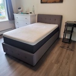 Twin Bed With Cool gel Memory Foam Mattress And Frame