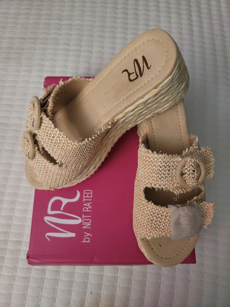 Not Rated Beige Woven Wedge Sandals