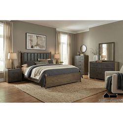 New Arrival!! Mid Century Modern King Size Bed in Dark Walnut!!