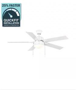 Hampton Bay 52 in. Corwin Indoor/Outdoor Matte White LED Ceiling Fan with Light Kit