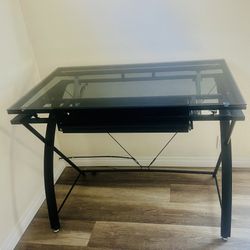 Estate Sale-Solid GlassTop Black Desk & Chair  Great Deal 