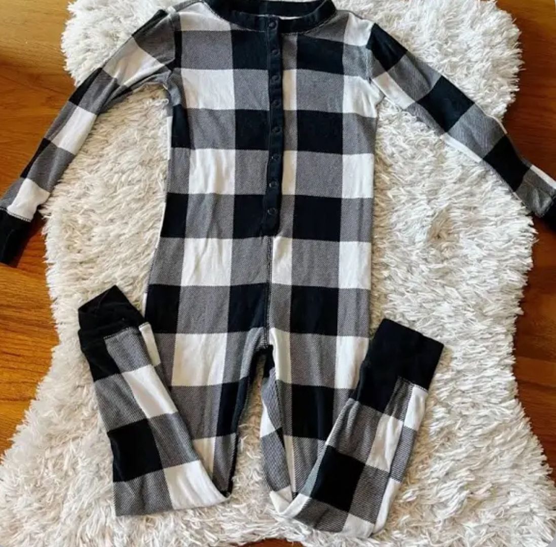Old Navy Unisex Kids One Piece Buffalo Check Pajamas