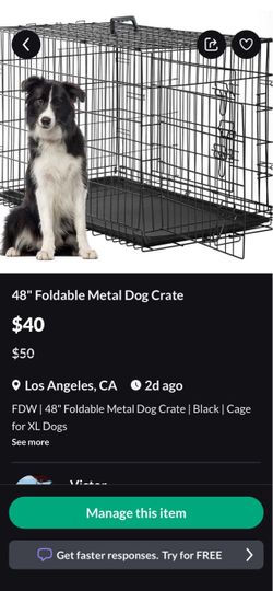 48" Foldable Metal Dog Crate