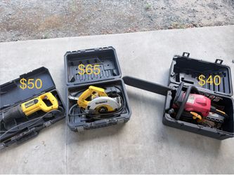 DeWalt Saws + Chainsaw Lot