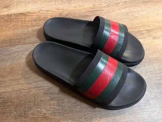 Gucci Web Stripe Rubber Slide Sandals Size 13