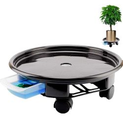 Indoor Outdoor Patio Large Rolling Tray - 17.7" Black(1pc)