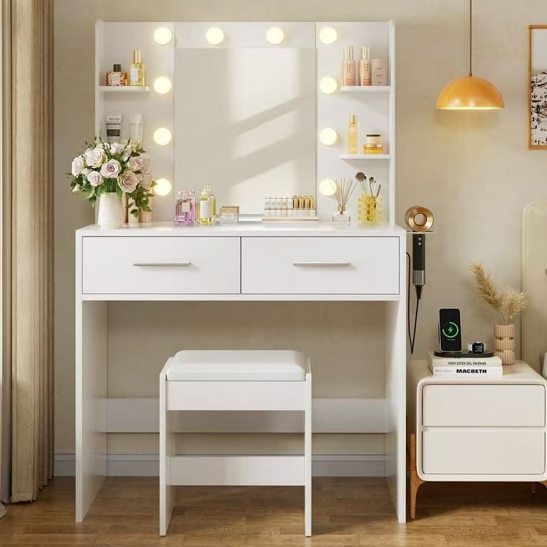 Makeup Vanity Table and Chair Set