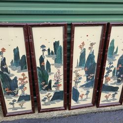 Beautiful Chinese Four Panel Set Wall Art