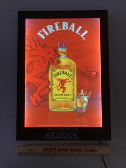 🔥 New Fireball Cinnamon Whiskey Led Poster Bar Light Sign 