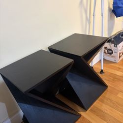 Pair geometric black side tables