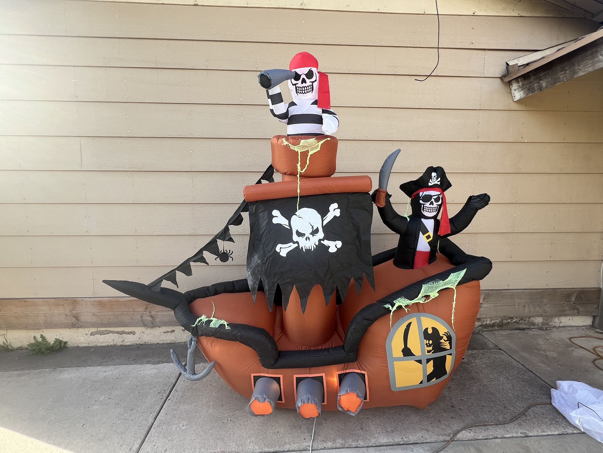 7-ft Haunted Lighted Pirate Ship Halloween Inflatable