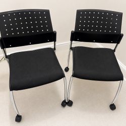 Armless Chair with Casters  Set Of 2