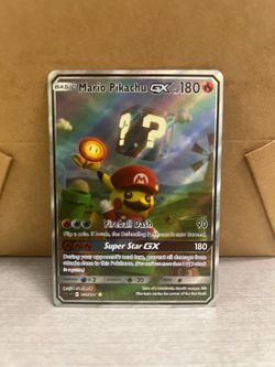 Non TCG Pokemon Mario Pikachu Gx Fan Art Card