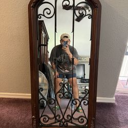 Antique Gothic Mirror Coffin Shaped 