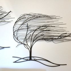 Vintage Metal Wall Art Blowing Tree