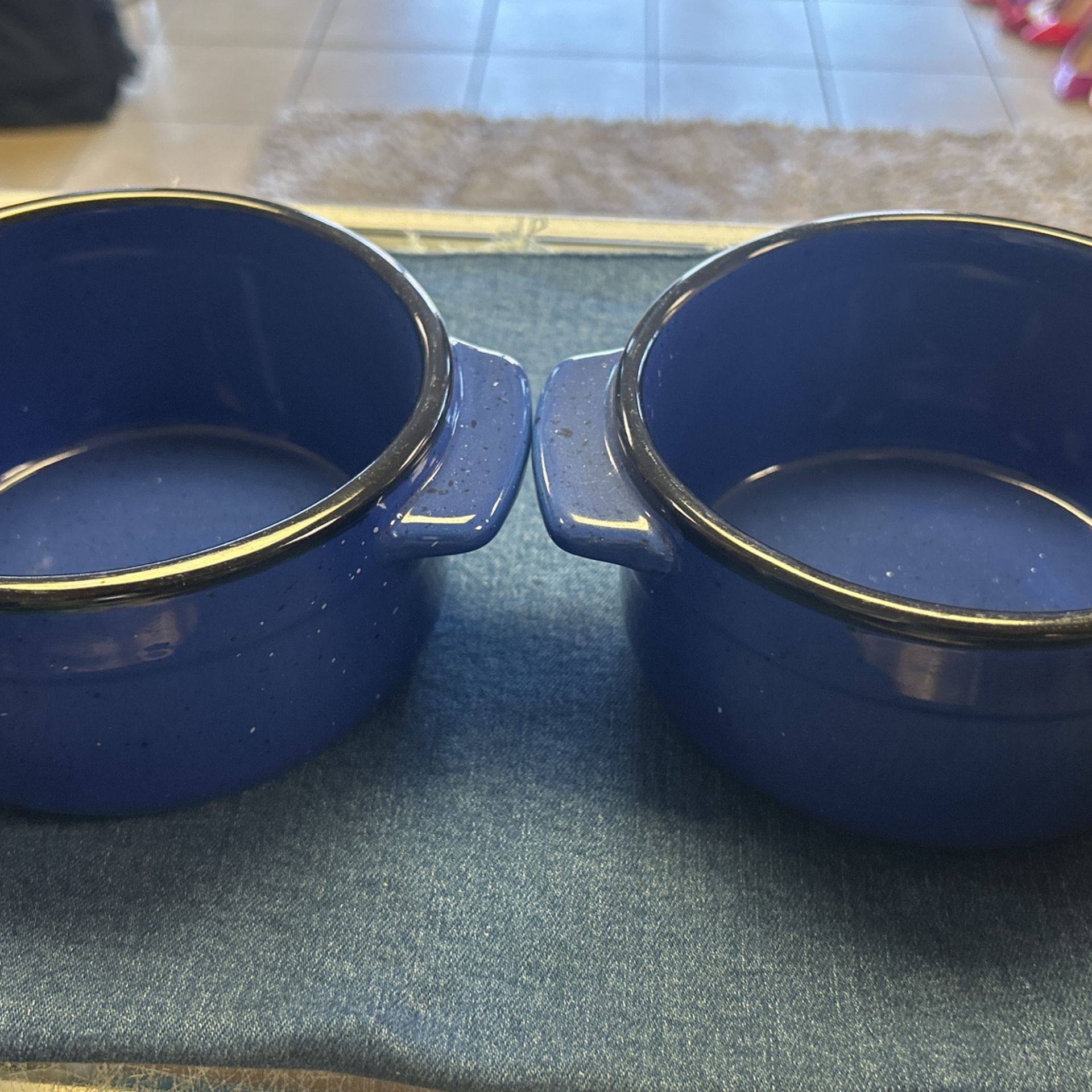 Von Pok & Chang Blue & Black Speckled Chili 🍲 Bowls