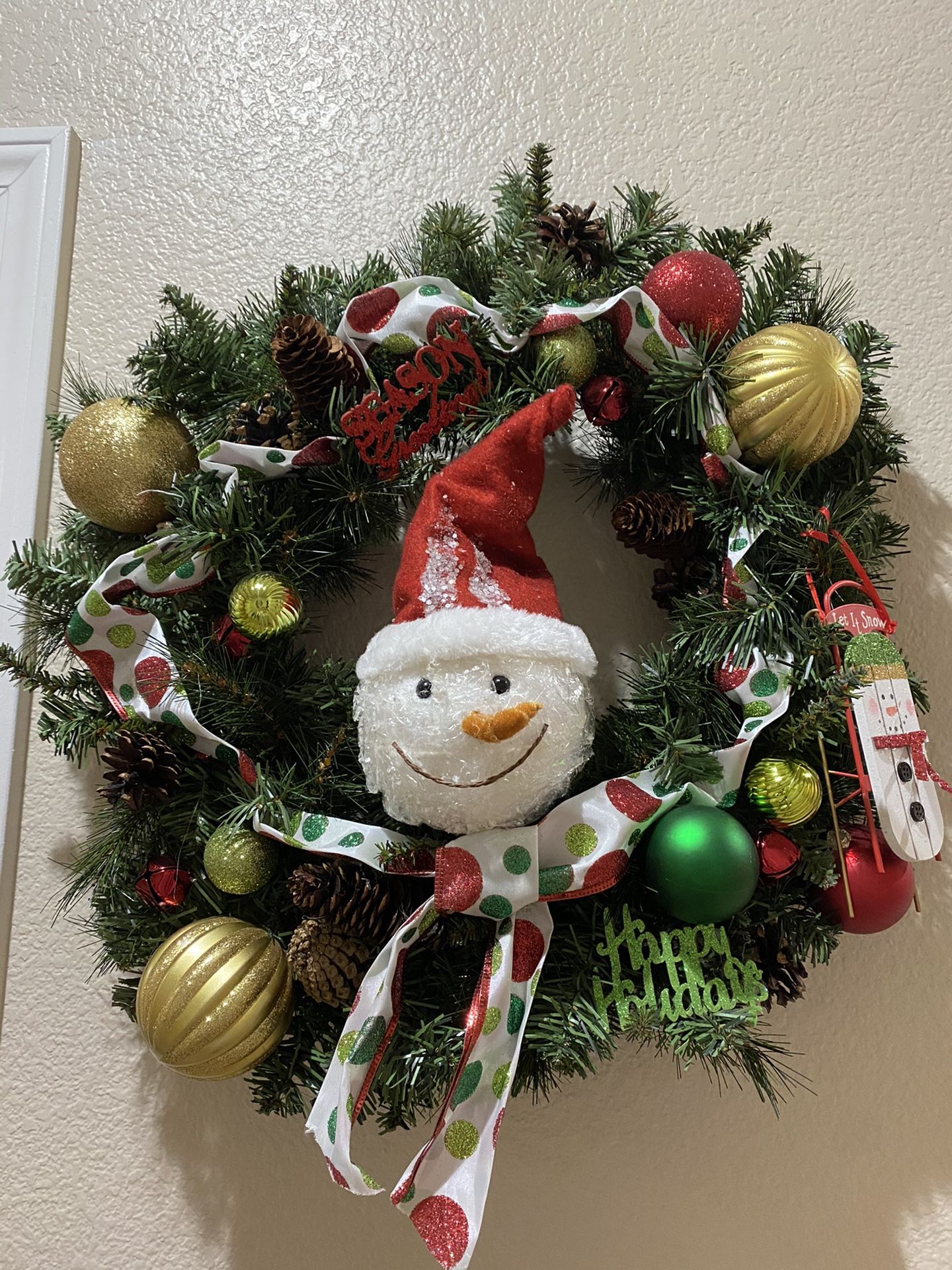 Snowman xmas wreath