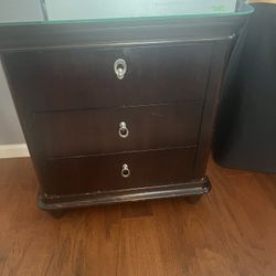 Armoire With Mirror And Matching Side Table. 