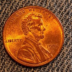 1995  D Rd/brn  Abraham Lincoln Penny ERROR 