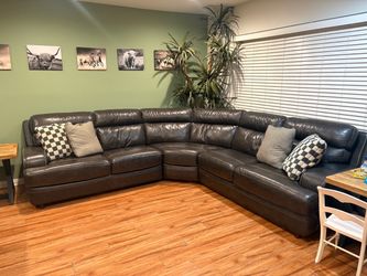 Dark Brown Leather Sectional Sofa