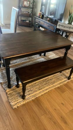 Wooden Table with Two Benches