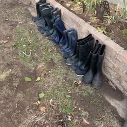 Men’s and women’s rubber boots ranging in sizes some used some new