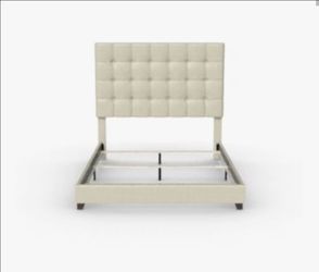 Grey Upholstered Bed Frame with Tufted Headboard WITH adjustable bed