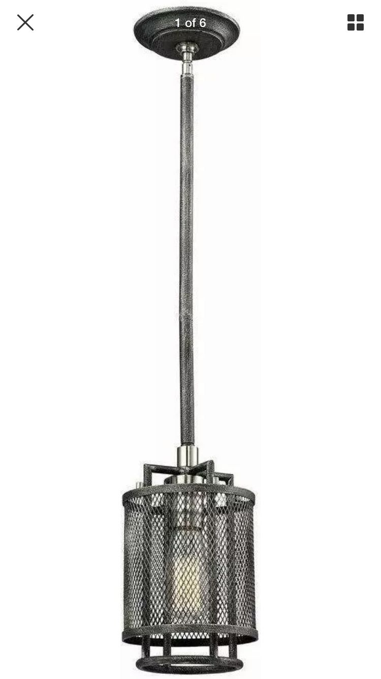 Home Decorators Collection 1-Light Silvered Wire Mesh Restoration Pendant