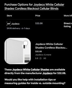 Joydeco White Cordless Blackout Cellular Shades