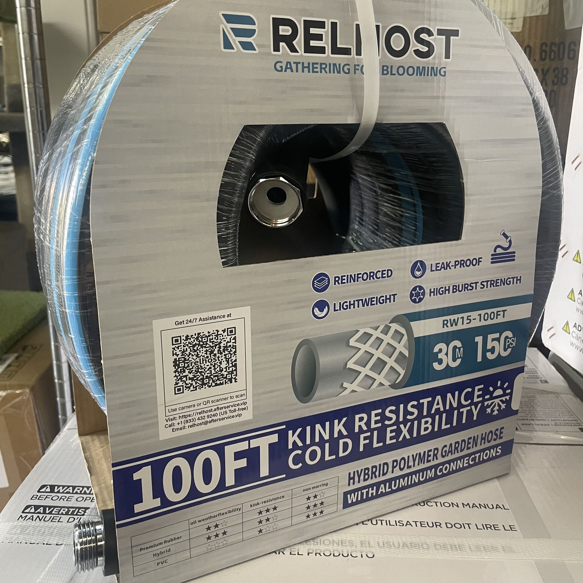 100 ft x 5/8" Hybrid Garden Hose, Flexible Garden Hose 