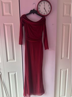 wine red off the shoulder dress