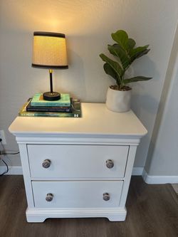 Custom Stanley Furniture Company Side Table/ Night Stand— Solid Wood/ Porcelain Knobs