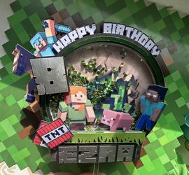 Personalized Minecraft Cake Topper -Minecraft Birthday Decorations