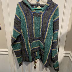 Adult Large Mexican BAJA Hoodie Serape