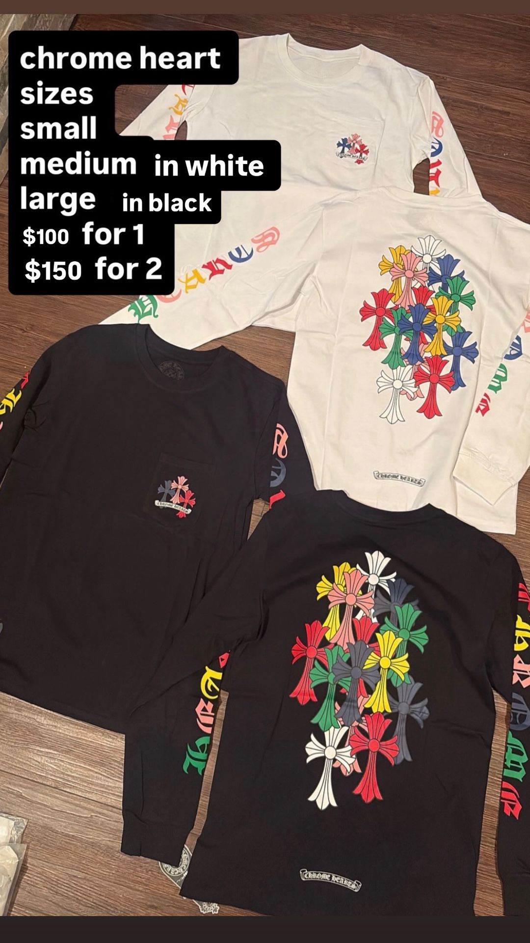 MULTICOLOR CHROME HEARTS LONG SLEEVE tee