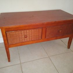 Wood Stained Wicker 32" Coffee Table