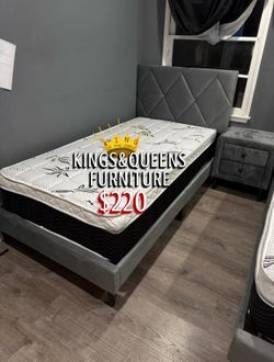 New twin bed frame with mattress
