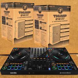 Pioneer DJ DDJ-FLX10 Rekordbox Serato Controller 4 Channel Mixer FX Pads Mackie 12" Powered Speakers 2800 W Thump 215XT Package 🚨No Credit Needed 🚨 