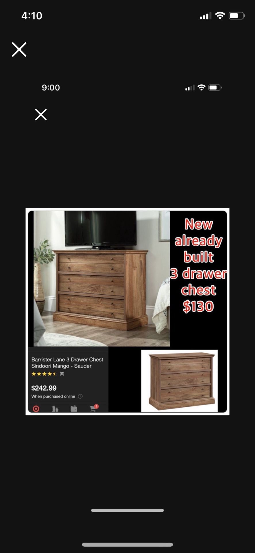 New Already built 3 drawer chest $130 pick up east Palmdale Check out all my great listing