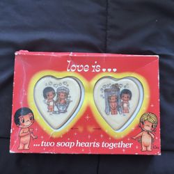 Love is… Vintage 2 Soap Hearts Decorative 1970 Rare Product NOT USED