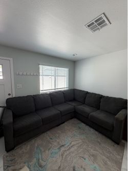 Large Dark Gray L-Shaped Sectional Sofa – Clean & Comfortable