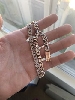 GoldGods two tone Cuban link rose/white gold 18k plated