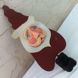 High Quality Metal & Wood 3D Free Standing Santa Claus Art Piece: 13.5” Tall, 6” Wide, 2.25” Deep